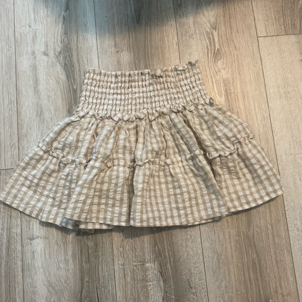 Sincerely Jules Tan and White Bubble Mini Skirt